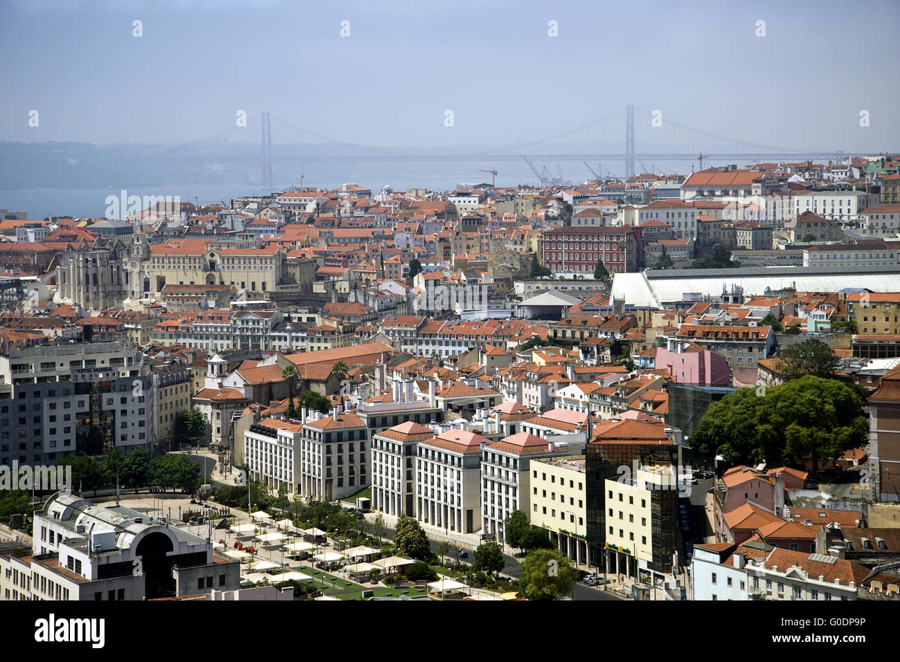 Lisbon Cityscape in bird's eye view Stock Photo