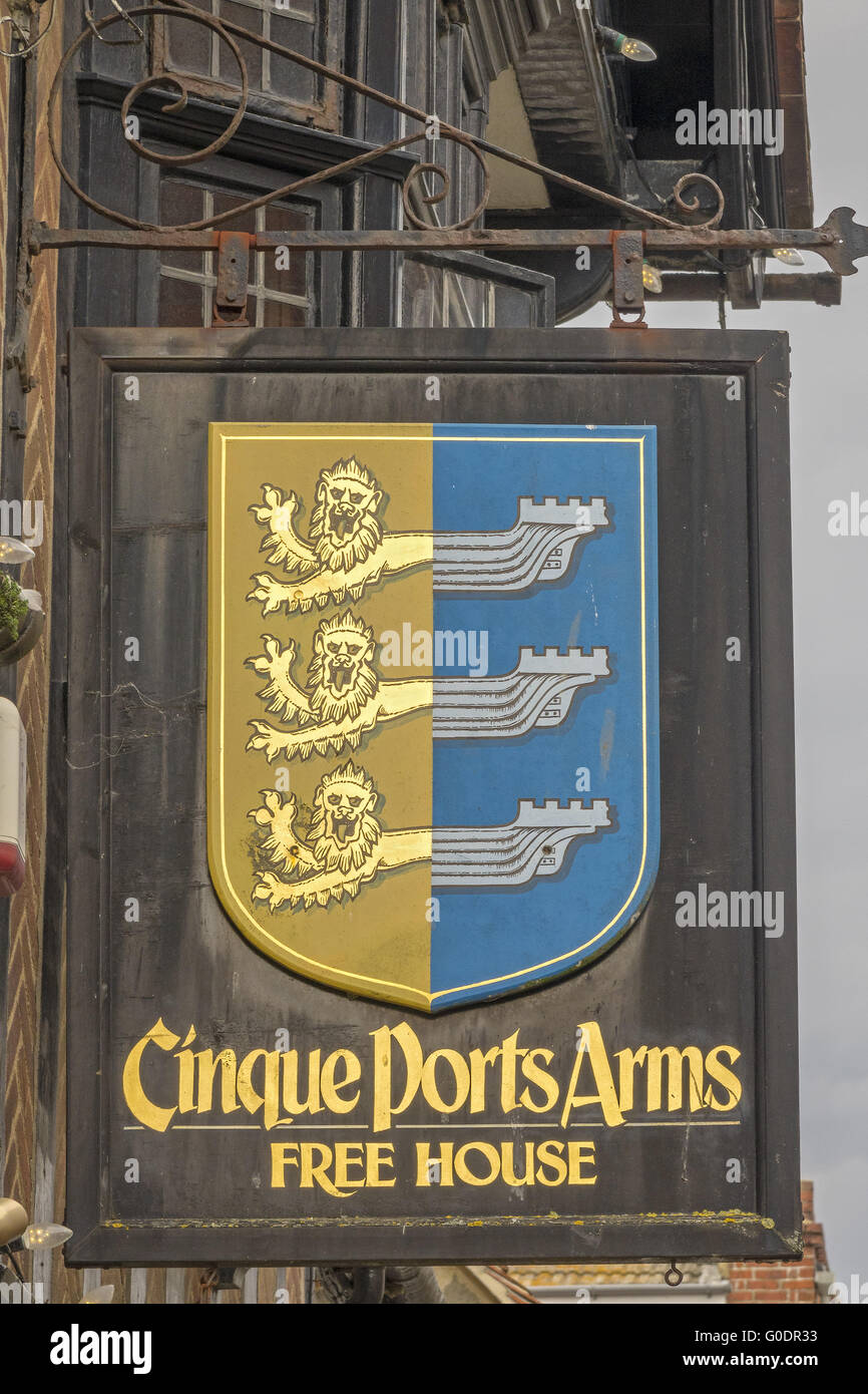 Sign For The Cinque Ports Arms Pub Hastings UK Stock Photo