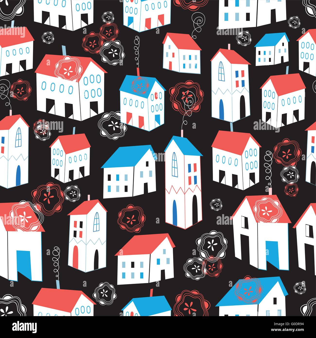 Graphic pattern with different houses Stock Vector