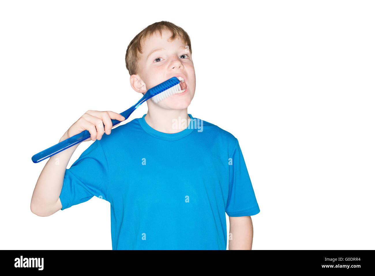 Child brushing teeth Stock Photo
