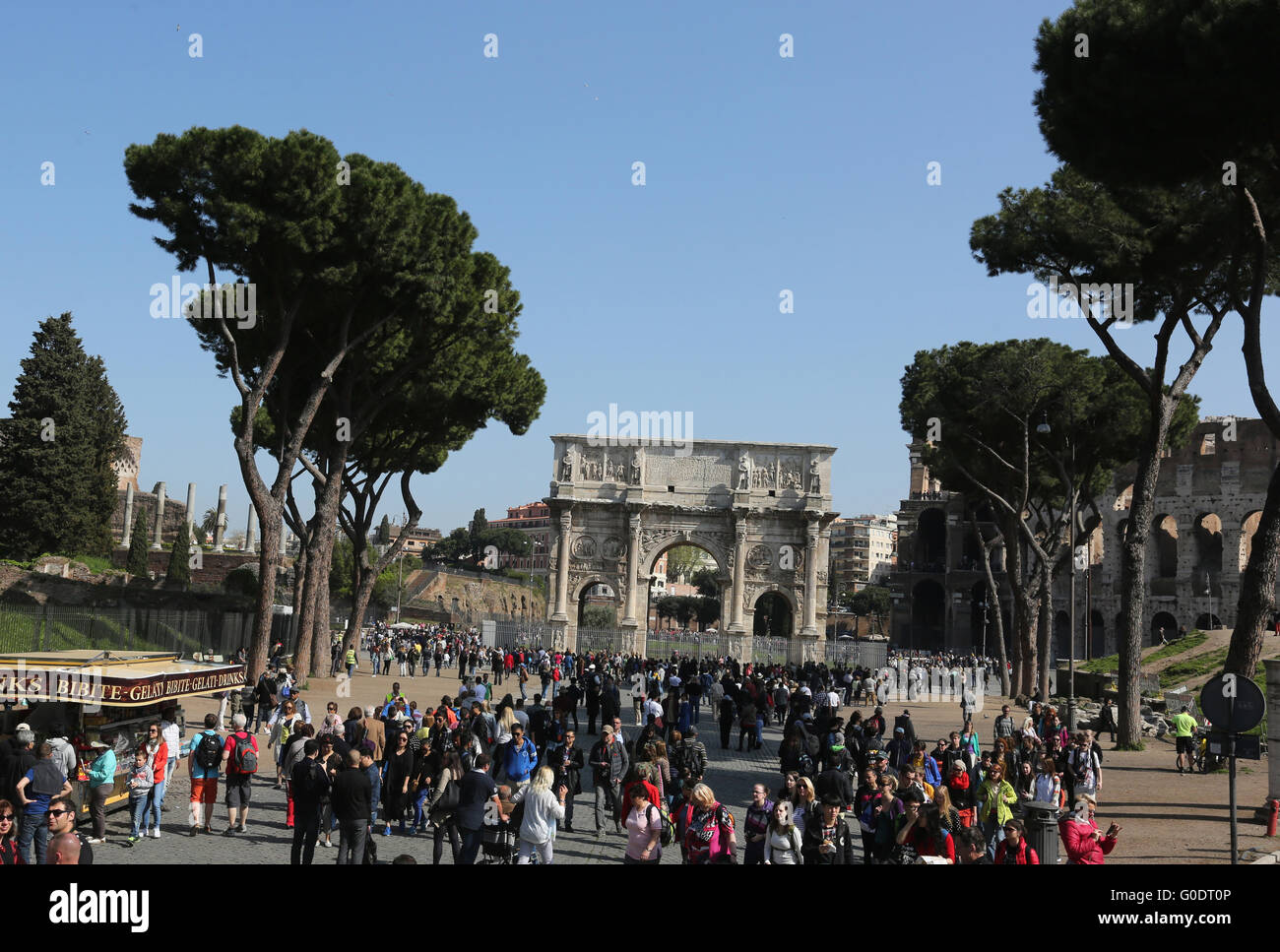 Arch Constantine and Colosseo Stock Photo
