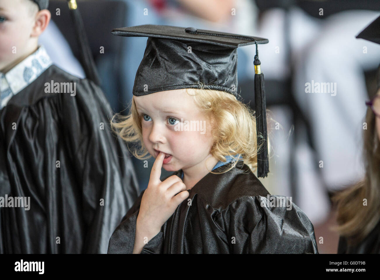 kindergarden nursery children graduating Stock Photo