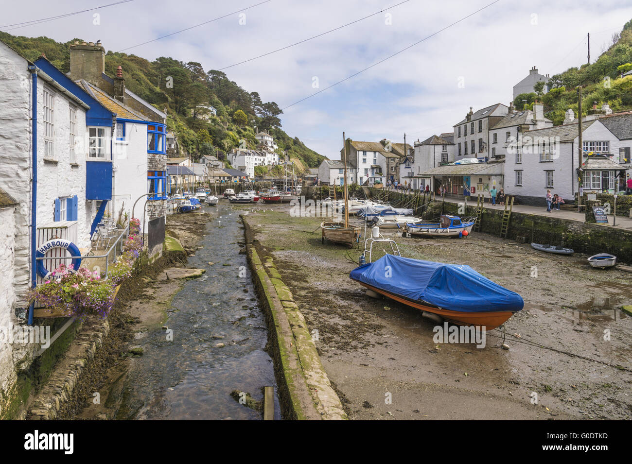 Low tide in the port of Looe Stock Photo Alamy