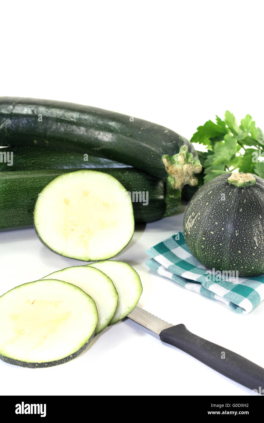 Zucchini on a checkered napkin Stock Photo