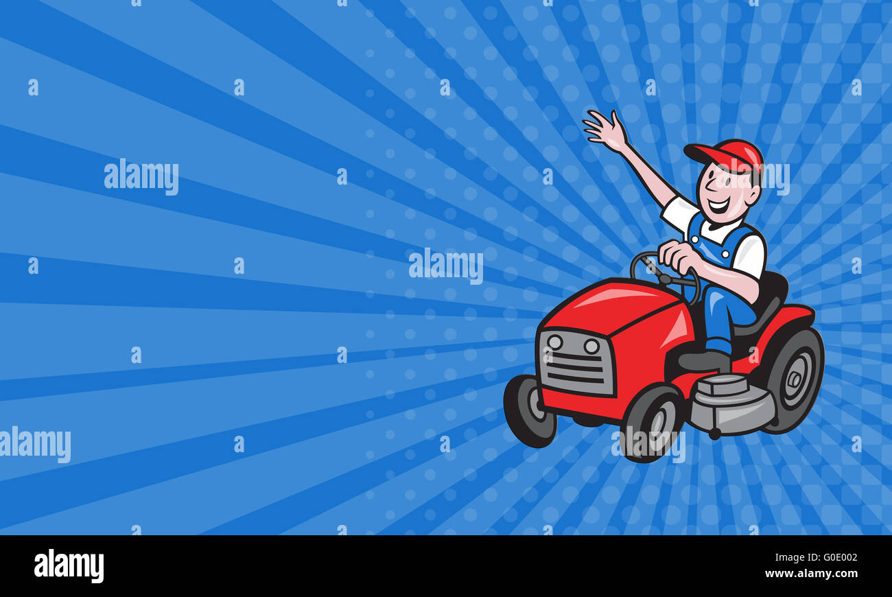 Business card Farmer Driving Ride On Mower Tractor Stock Photo - Alamy