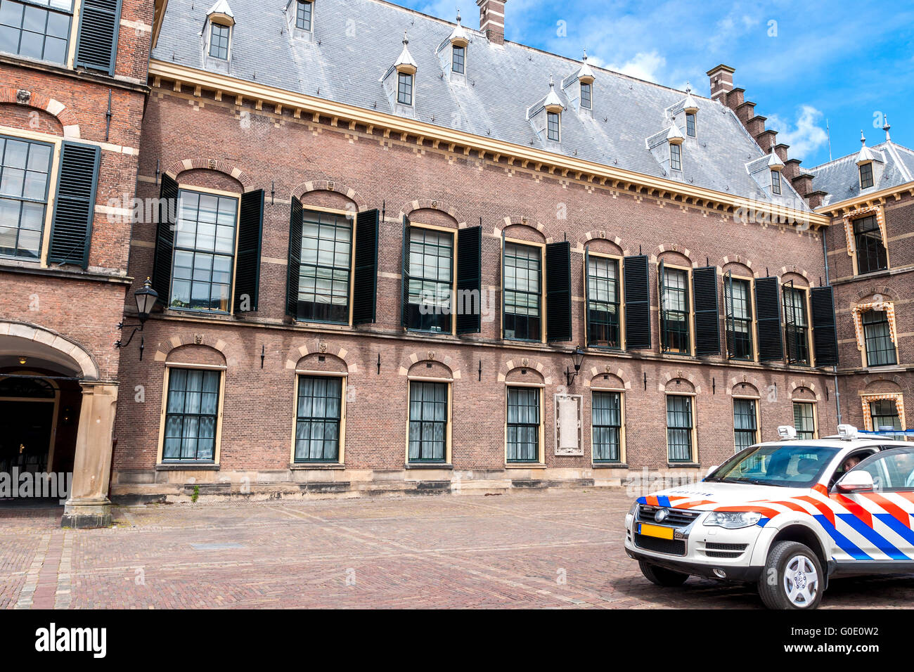 Police control in the Binnenhof in The Hague, the Stock Photo