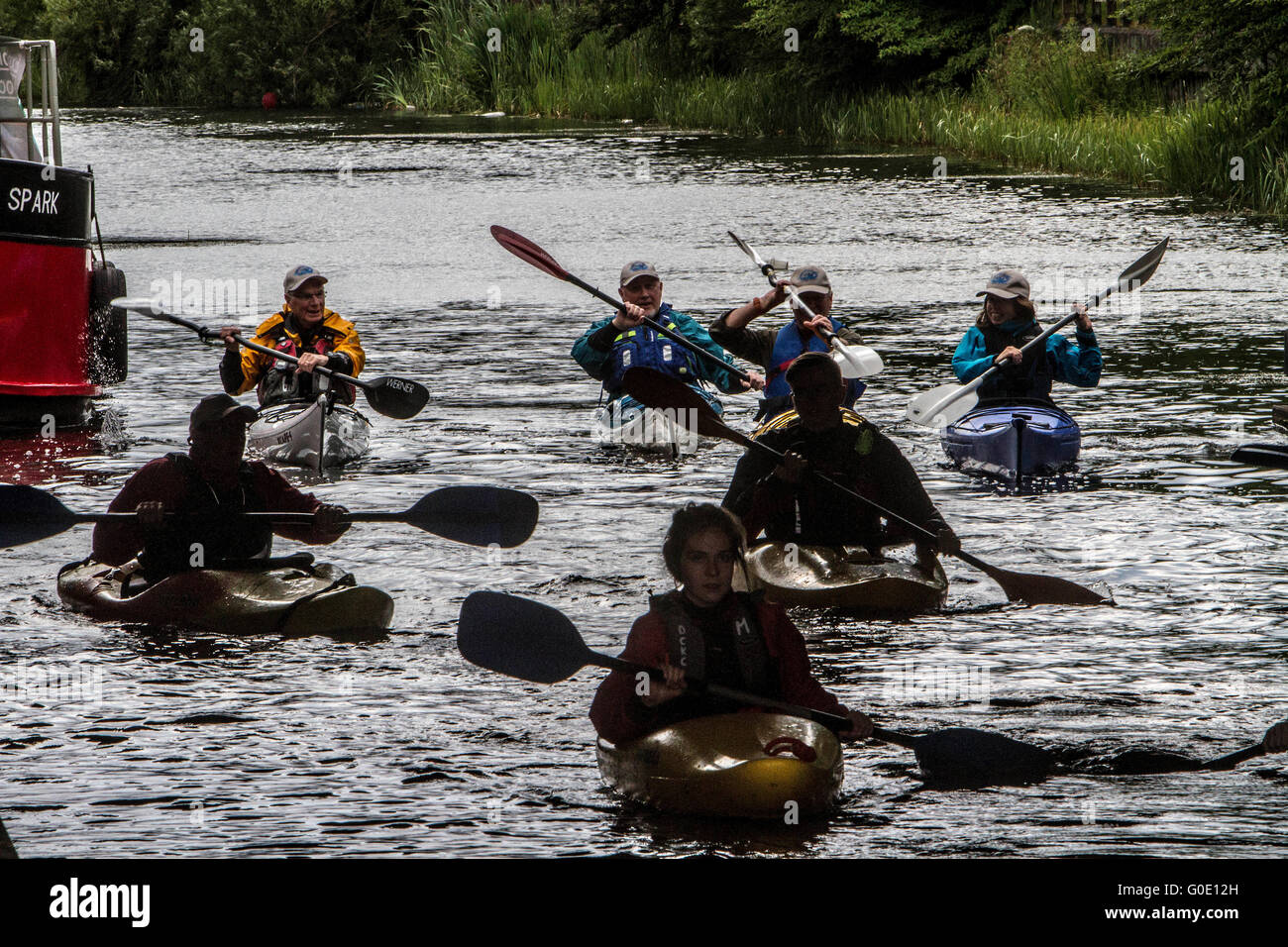 Canoe club on Forth and Clyde canal Scotland Stock Photo