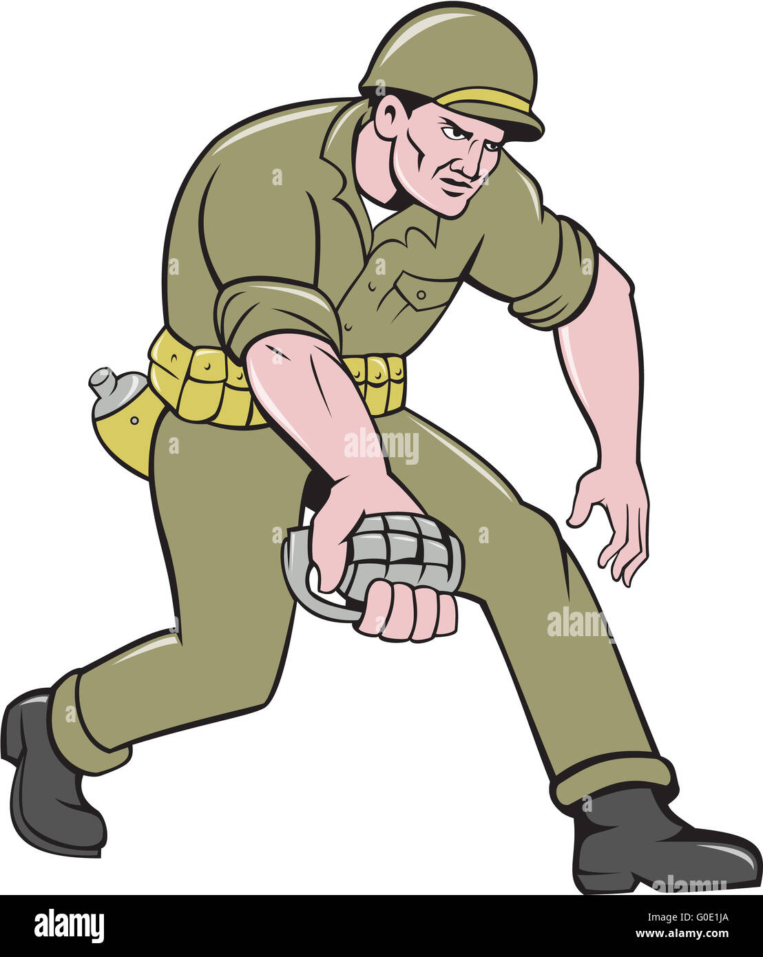 World War Two Soldier American Grenade Cartoon Stock Photo - Alamy