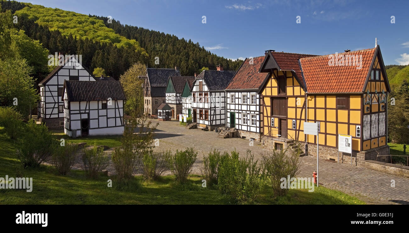 half-timbered houses of Hagen Open-air Museum Stock Photo