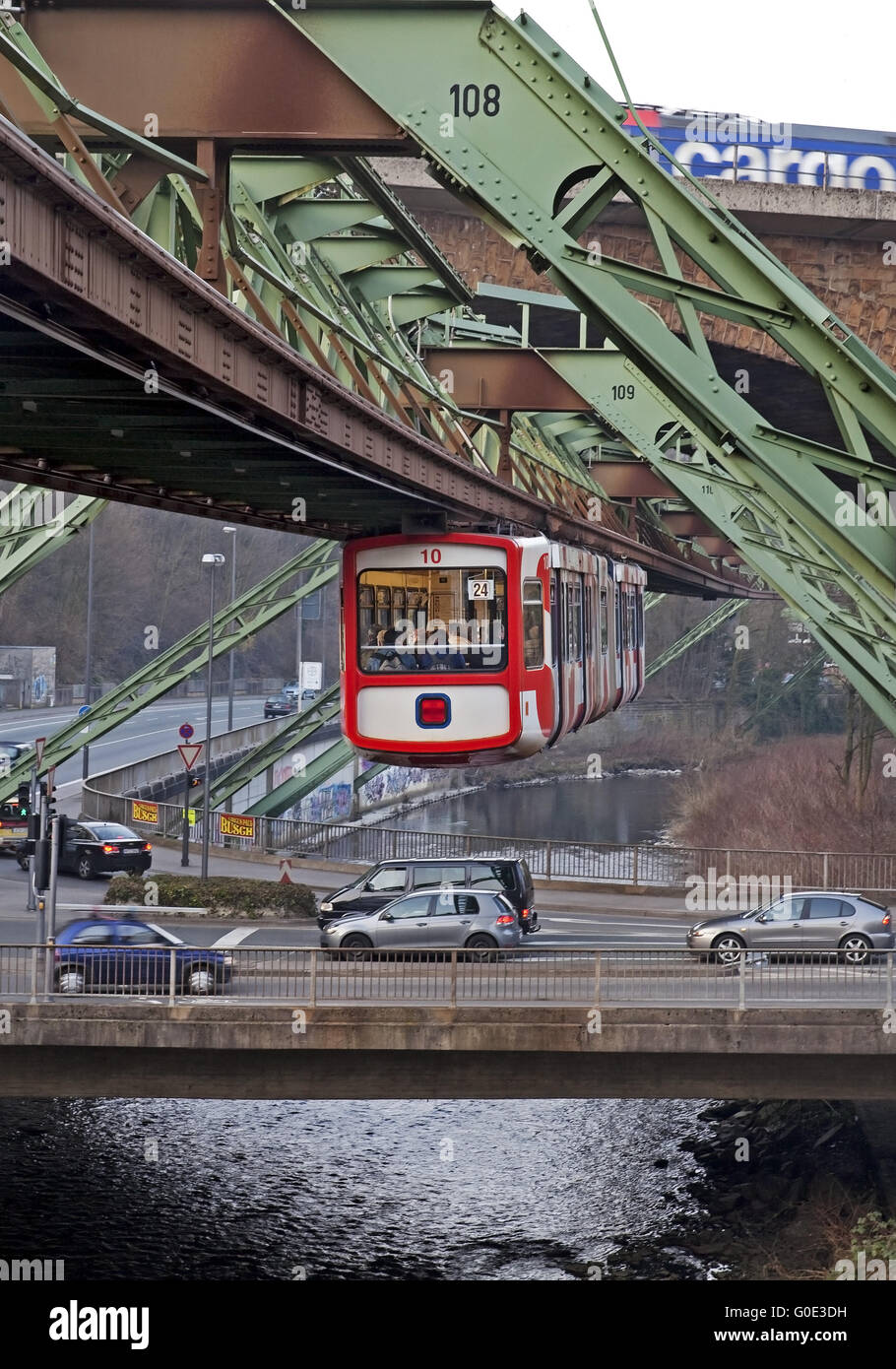 Wuppertal Suspension Railway and traffic Stock Photo