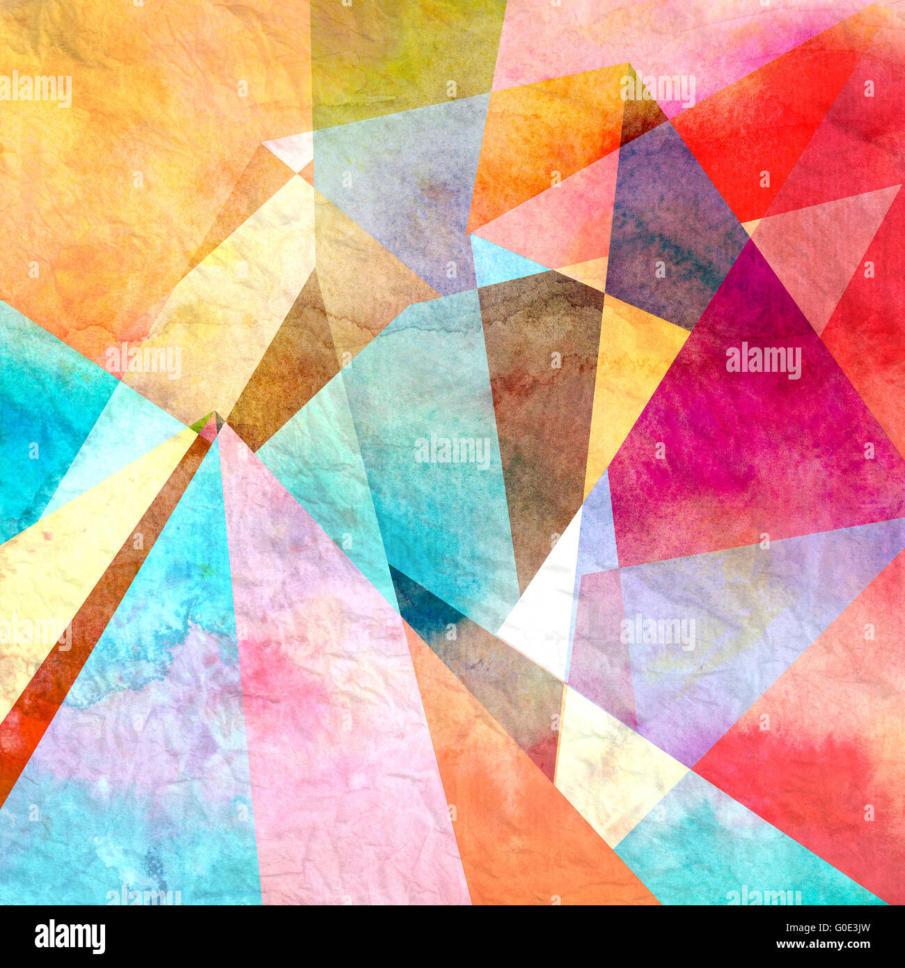 Abstract colorful watercolor background with different geometric ...