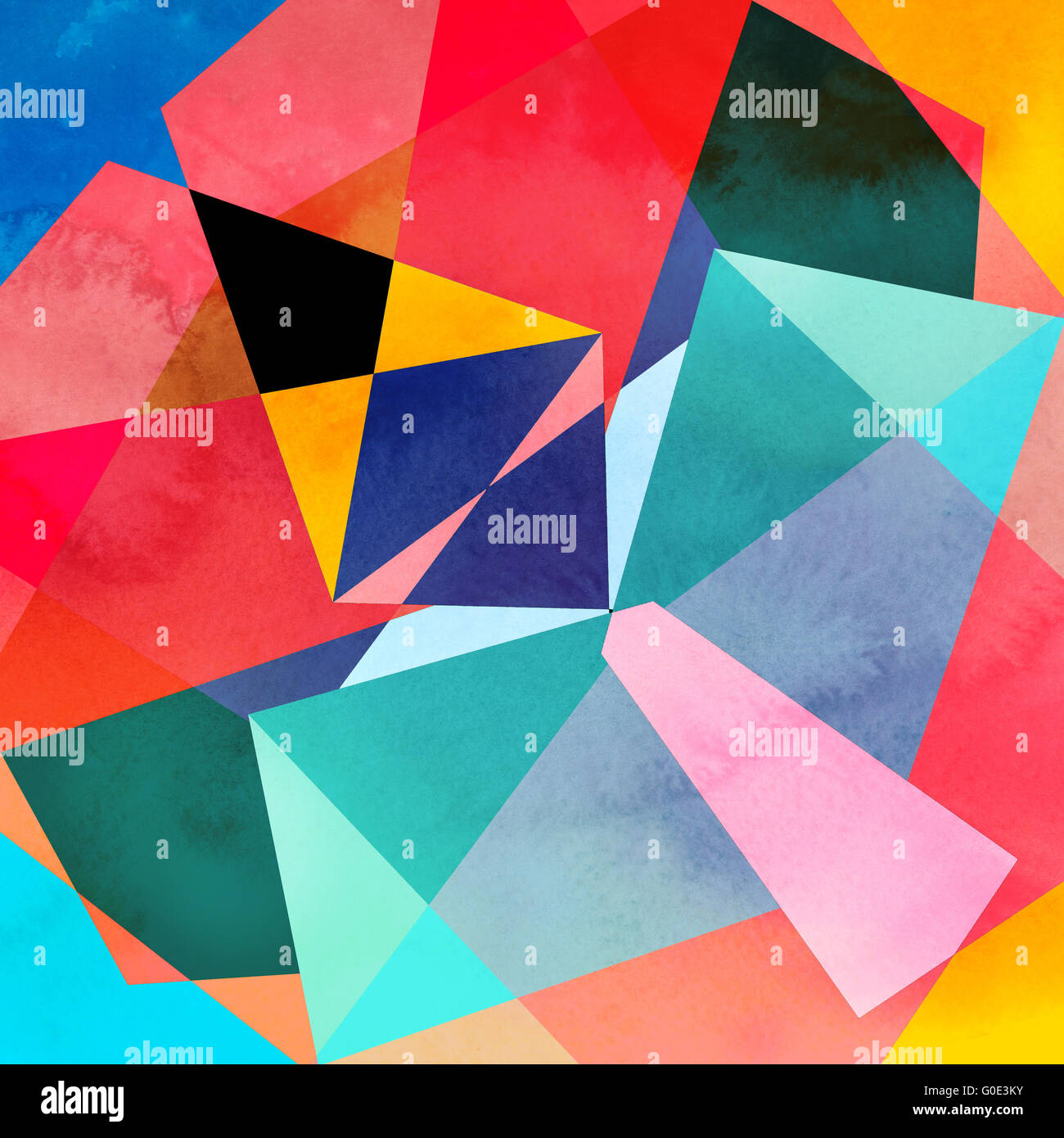Abstract colorful watercolor background with different geometric ...