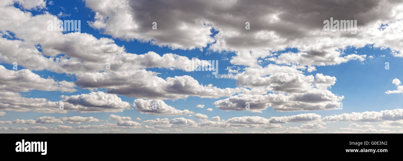 Panoramic picture of a cloudscape in a beautiful day. Stock Photo