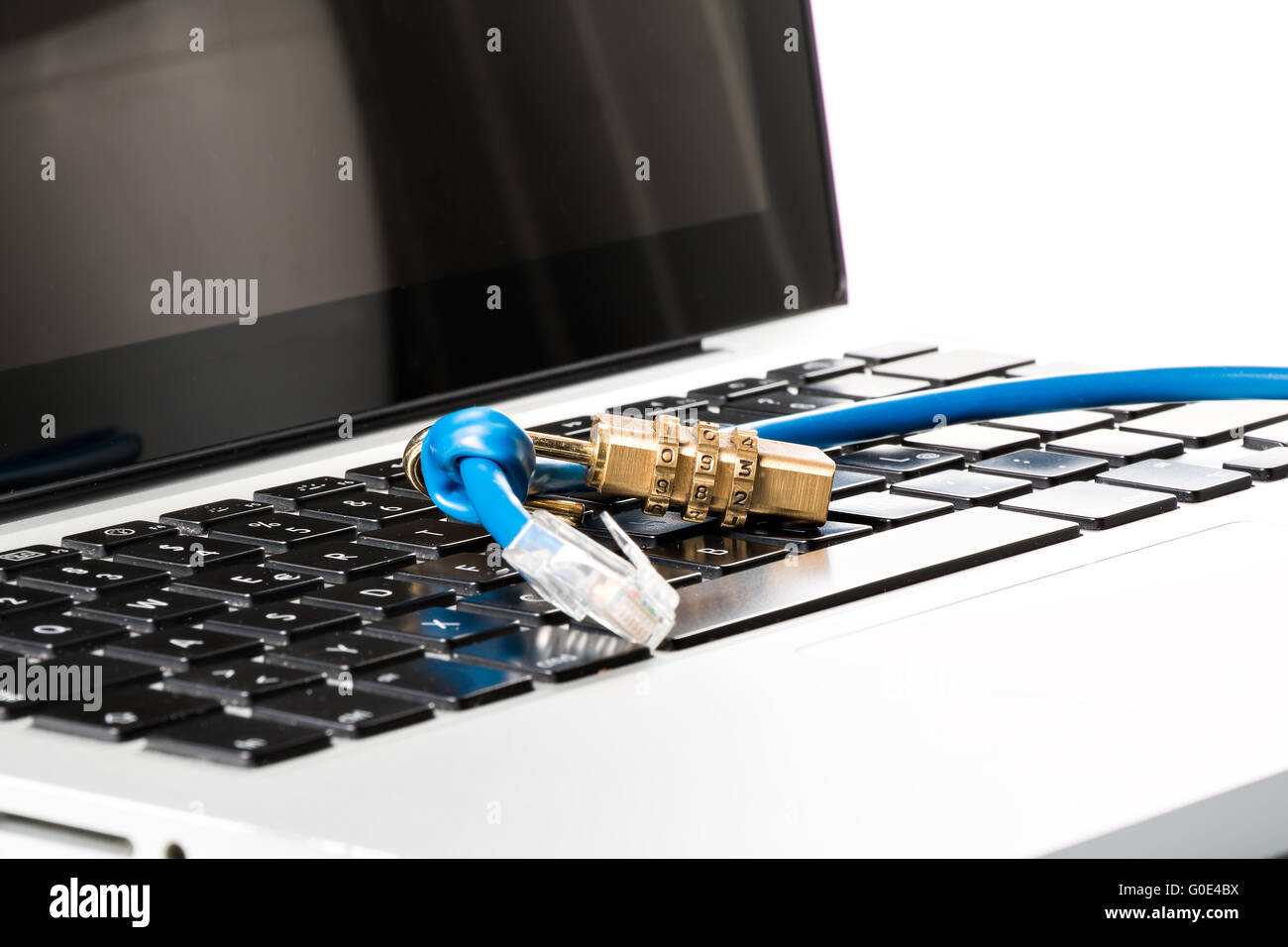 Data cable, combination lock and Computer Keyboard Stock Photo - Alamy