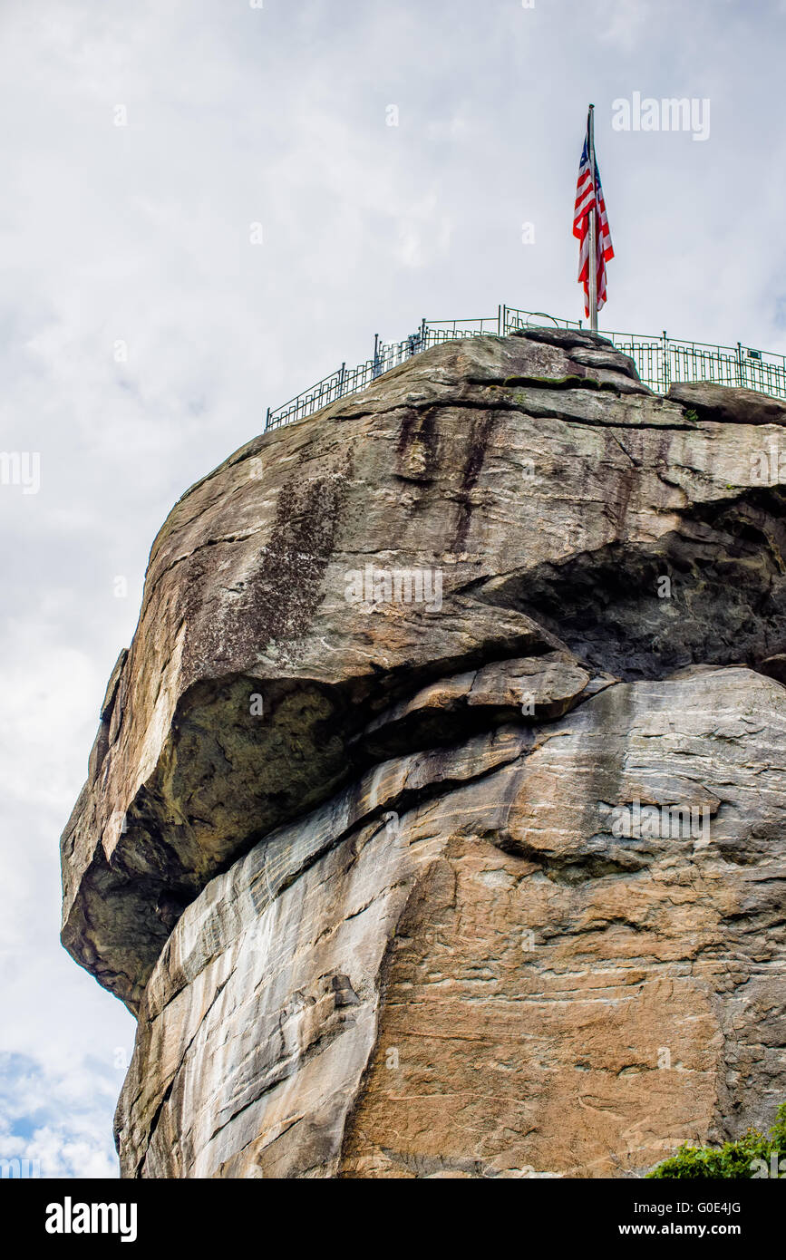 chimney rock and american flag Stock Photo - Alamy