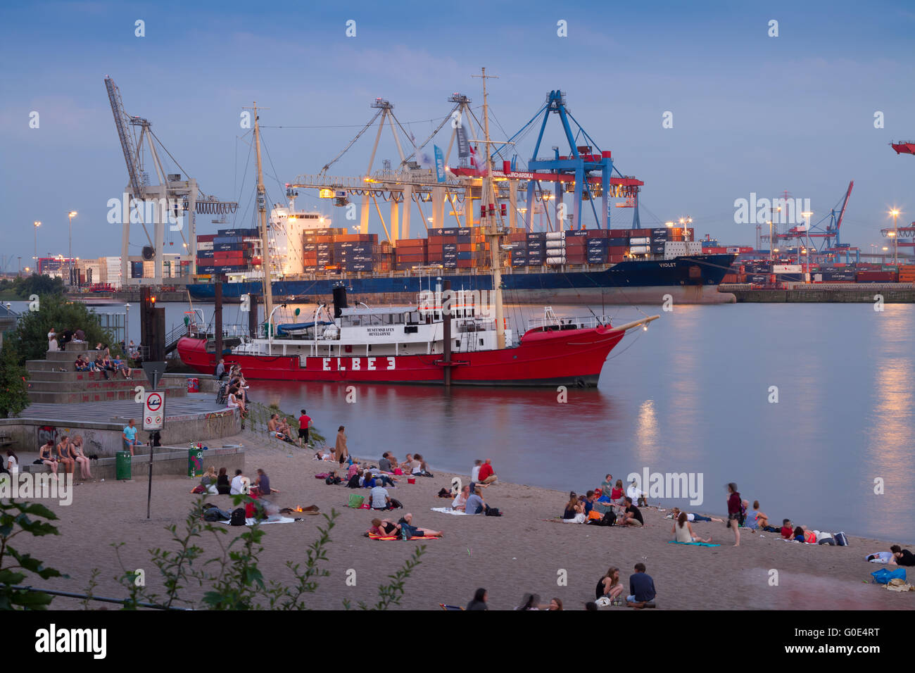 Hamburg Elbe River and Port Stock Photo