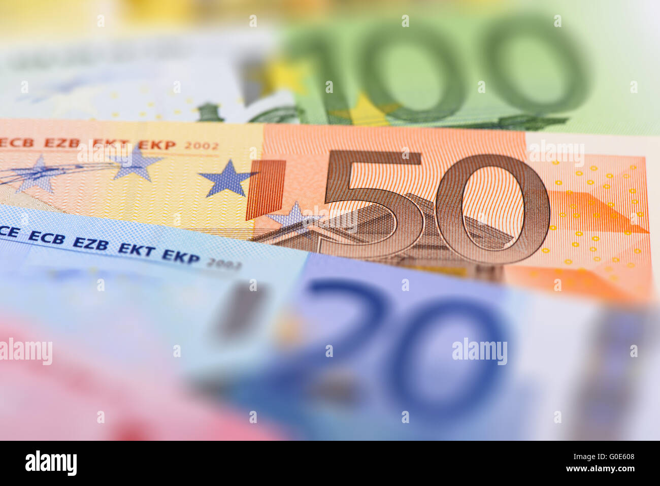 stack of Euro banknotes in detail Stock Photo