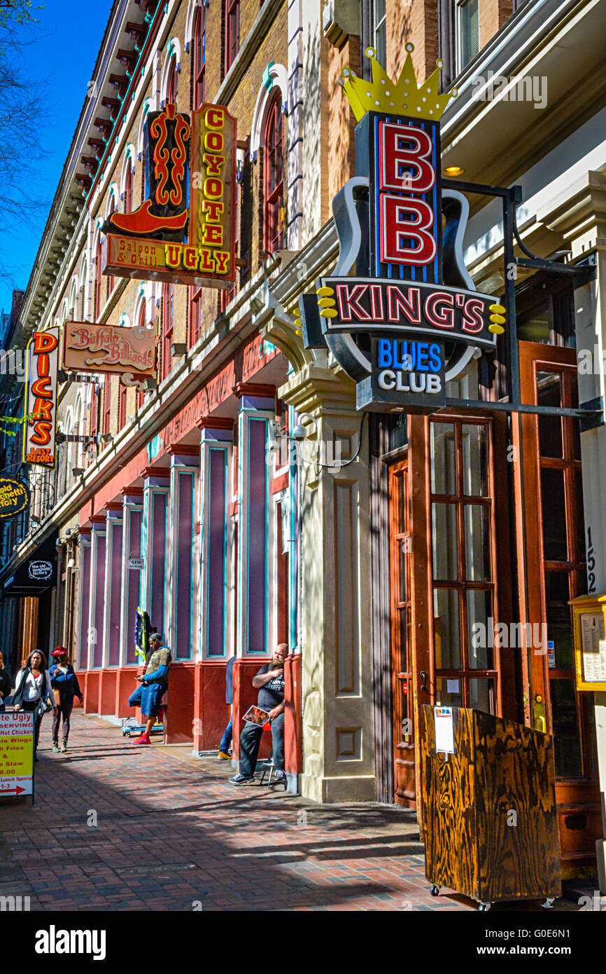 BB King's Blues Club entrance and sign on 2nd Avenue North along with
