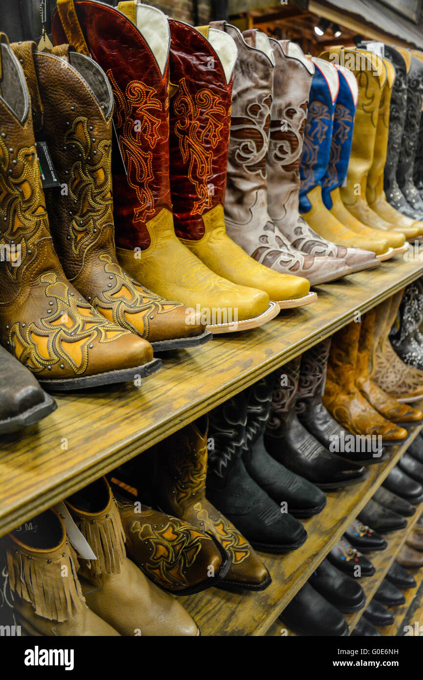 The Nashville Cowboy boot store has rows of unique Cowboy boots for ...
