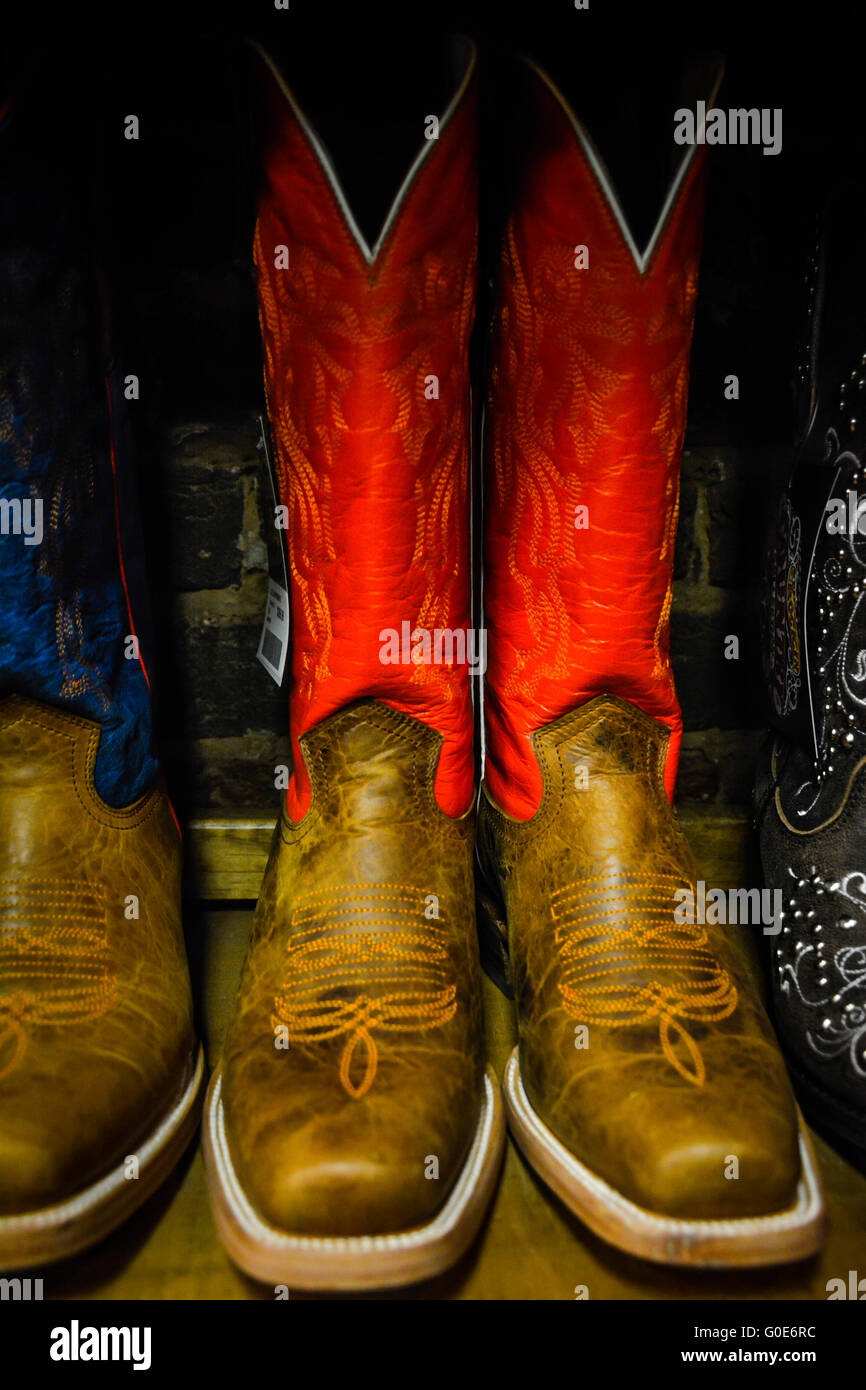 The Nashville Cowboy boot store has rows of unique Cowboy boots for