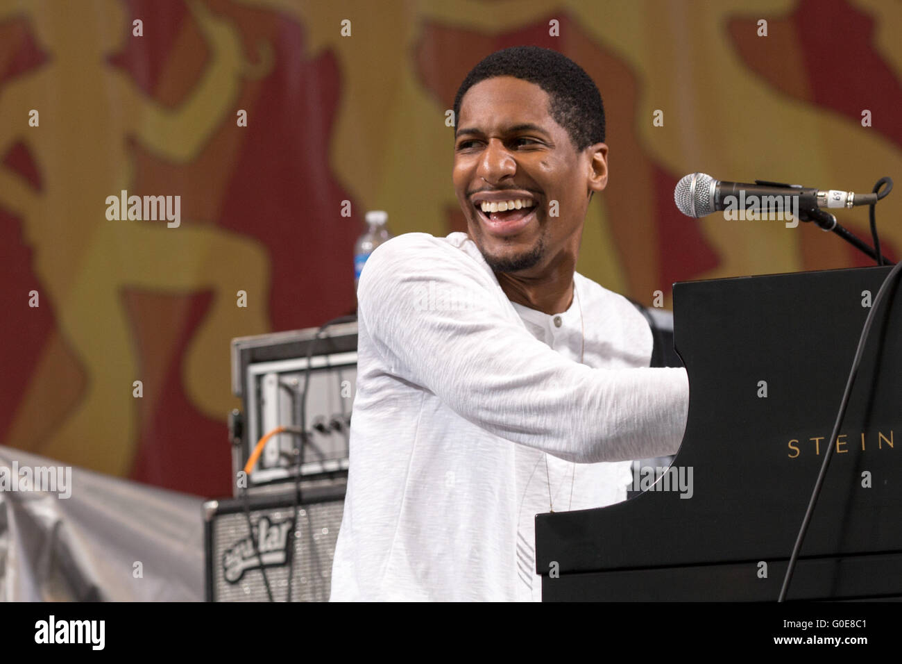 New Orleans, Louisiana, USA. 30th Apr, 2016. Musician JON BATISTE performs live with his band Stay Human during the New Orleans Jazz & Heritage Festival at Fair Grounds Race Course in New Orleans, Louisiana Credit:  Daniel DeSlover/ZUMA Wire/Alamy Live News Stock Photo