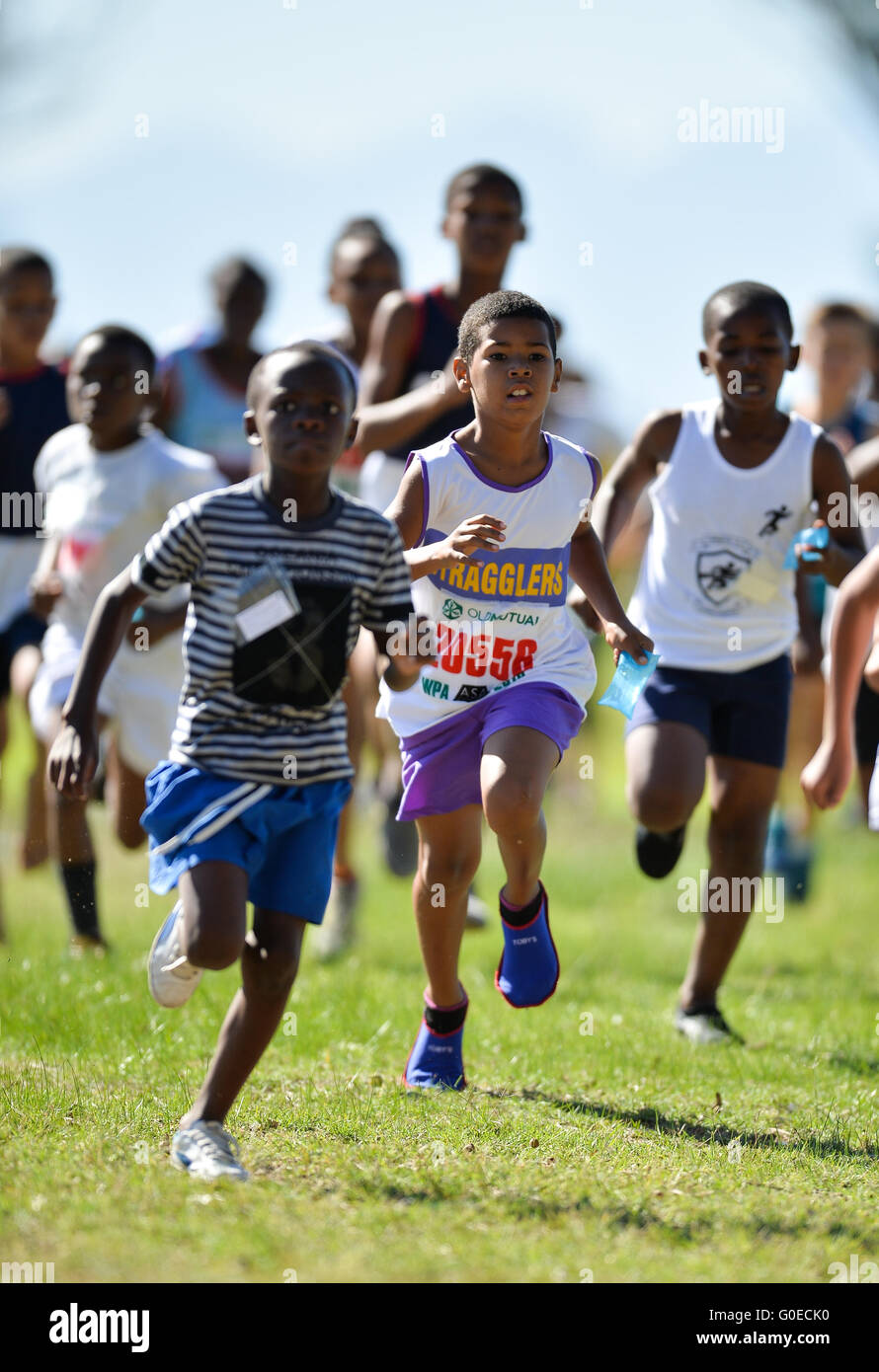 Cape Town, South Africa. 30th April, 2016. children in the U/9 1km race during the Western Province Cross Country League at Pollsmoor Correctional Facility on April 30, 2016 in Cape Town, South Africa. Photo by Roger Sedres/Gallo Images/Alamy Live News Stock Photo