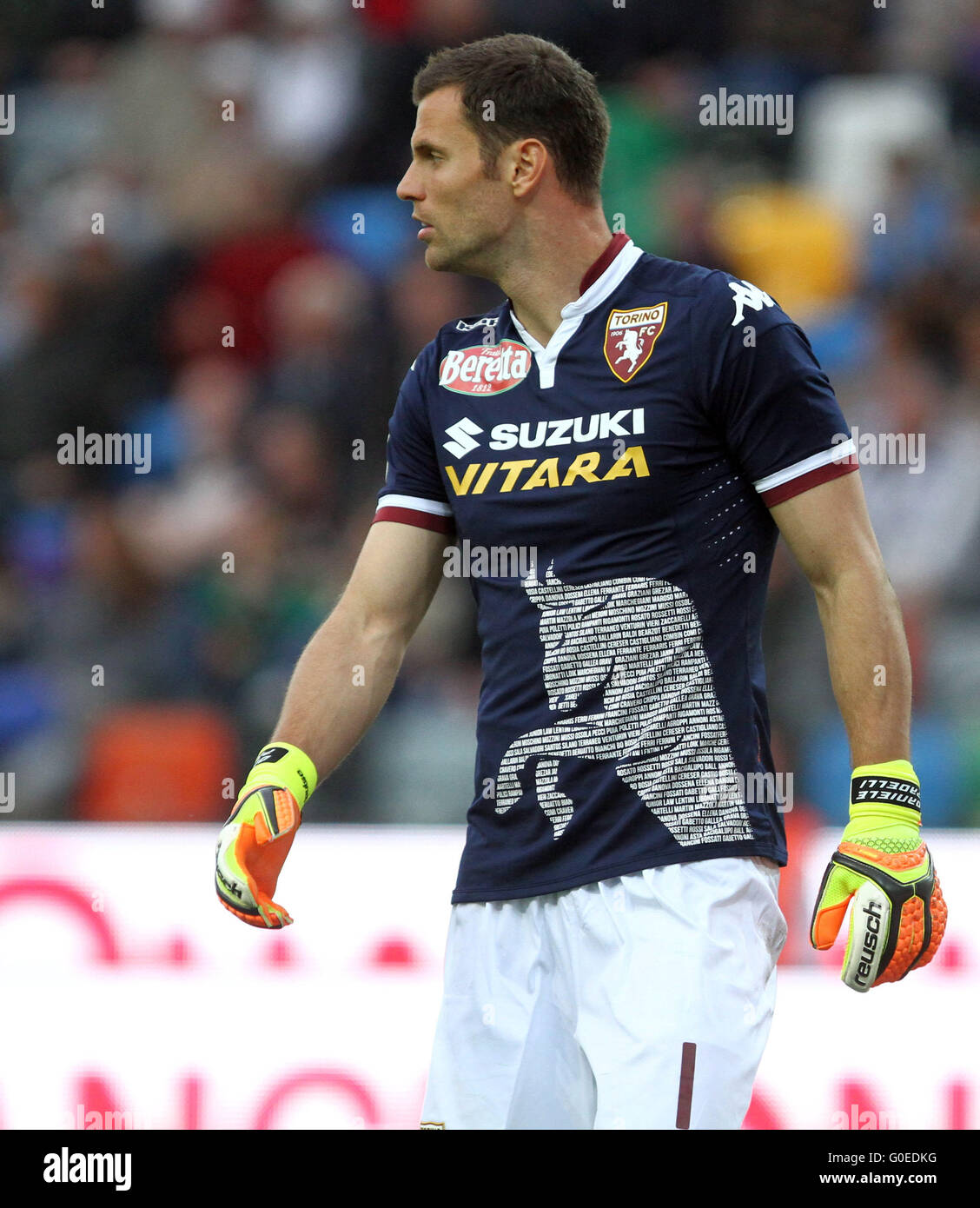 Udine, Italy. 30th April, 2016. Torino's goalkeeper Daniele Padelli looks  during the Italian Serie A football match between Udinese Calcio v Torino  FC on 30 April, 2016 at Dacia Arena in Udine.