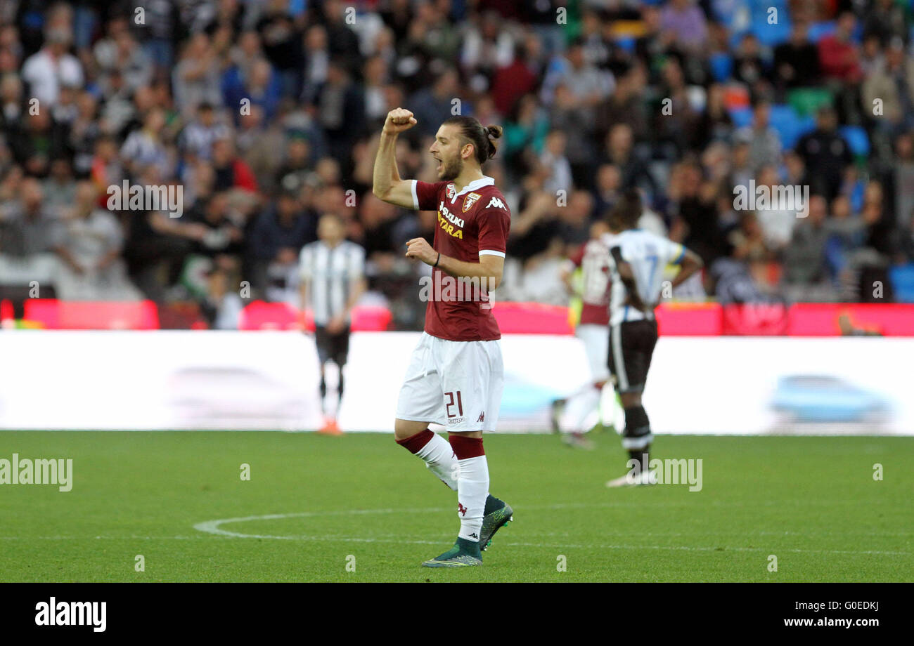 Udine, Italy. 30th April, 2016. Torino's defender Gaston Silva reacts during the Italian Serie A football match between Udinese Calcio v Torino FC on 30 April, 2016 at Dacia Arena in Udine. Credit:  Andrea Spinelli/Alamy Live News Stock Photo
