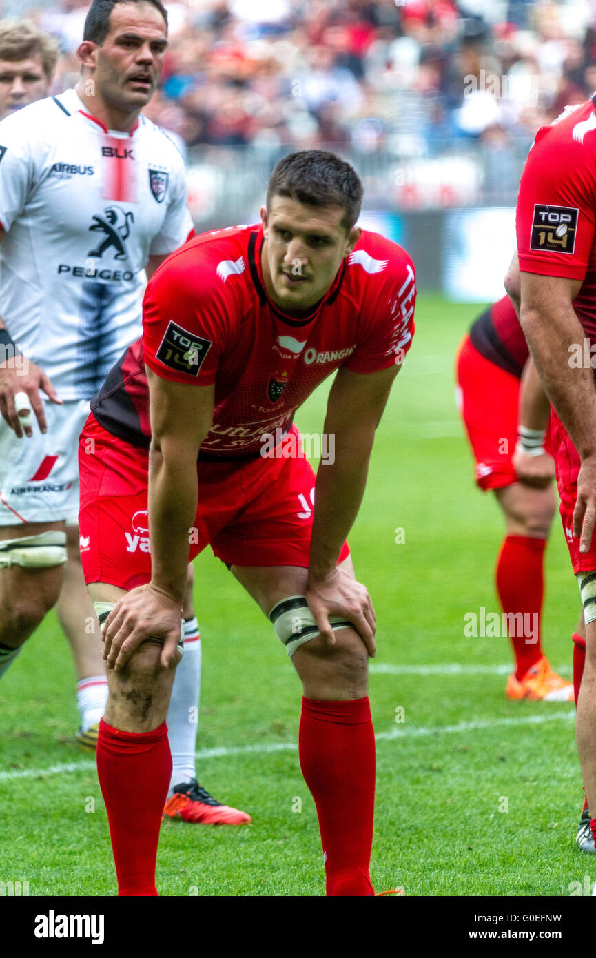 THIBAULT LASSALLE. Rugby Union. French Top 14. Match between RC Toulon and Stade Toulousain ( Toulouse ) at Allianz Riviera on April 30, 2016 in Nice, France. Score 10 - 12 Stock Photo