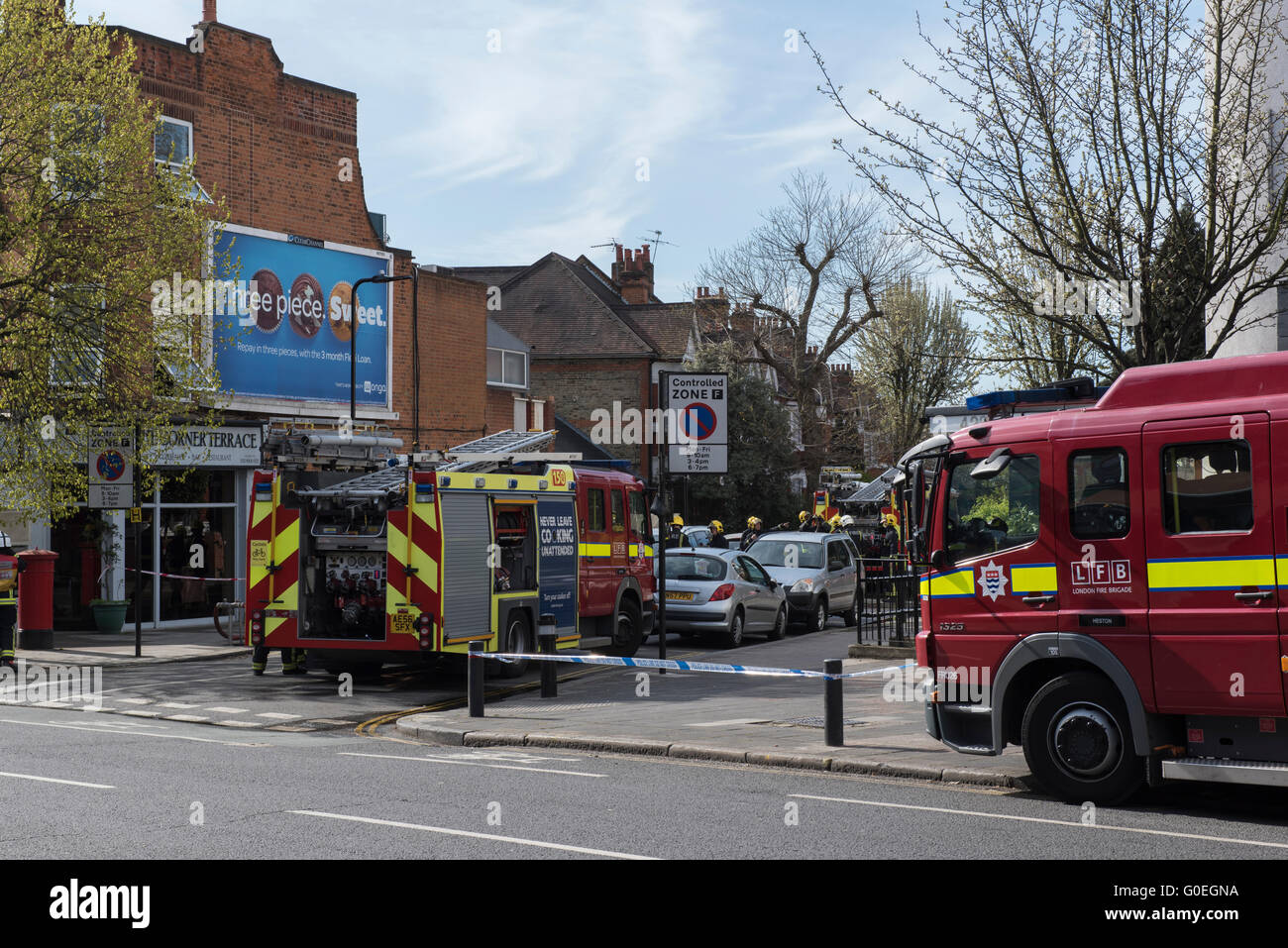 Ealing, London, UK. 1st May 2016. London Fire Brigade fire engines ...