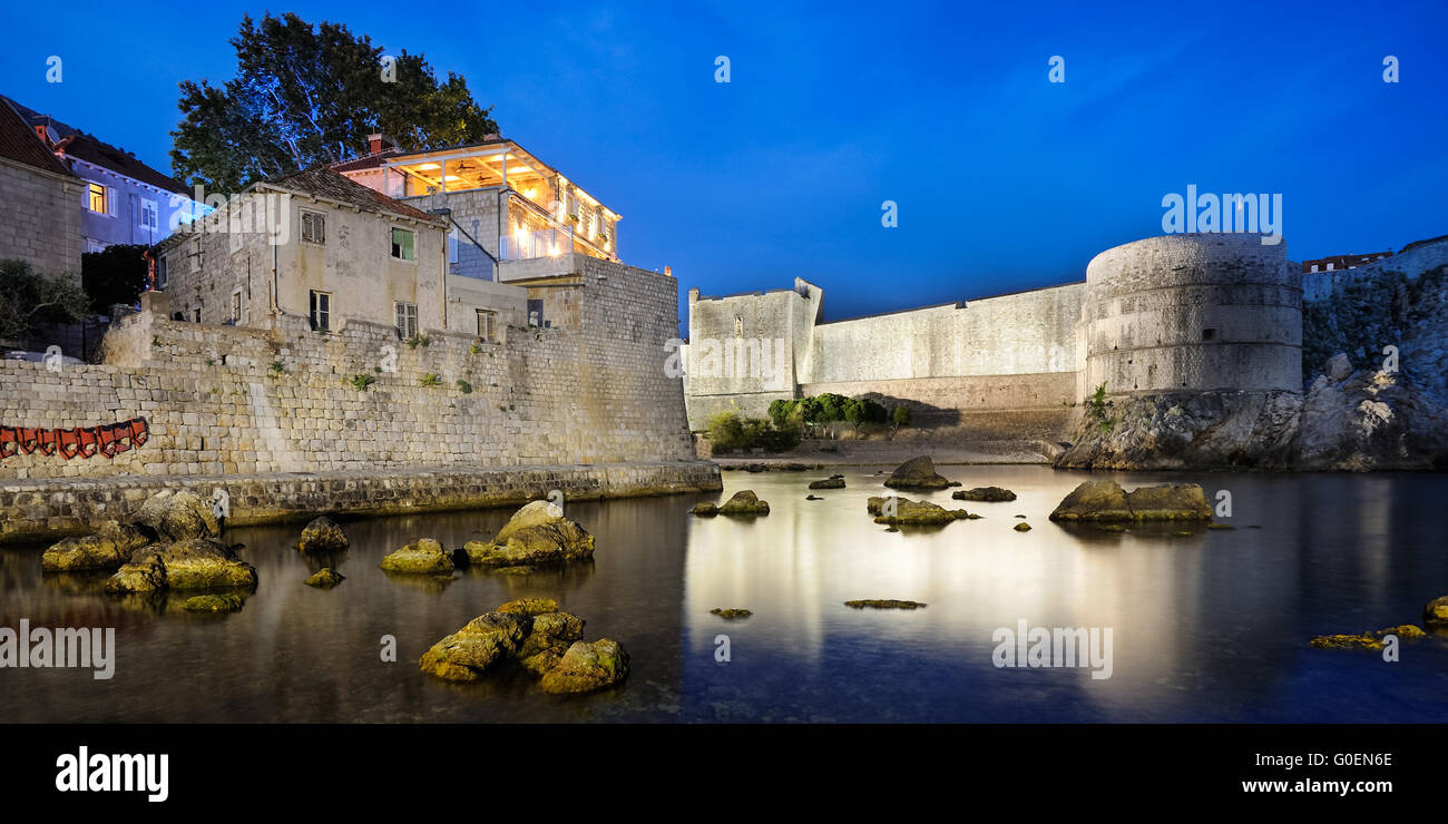 Ramparts and small bay of Dubrovnik Stock Photo