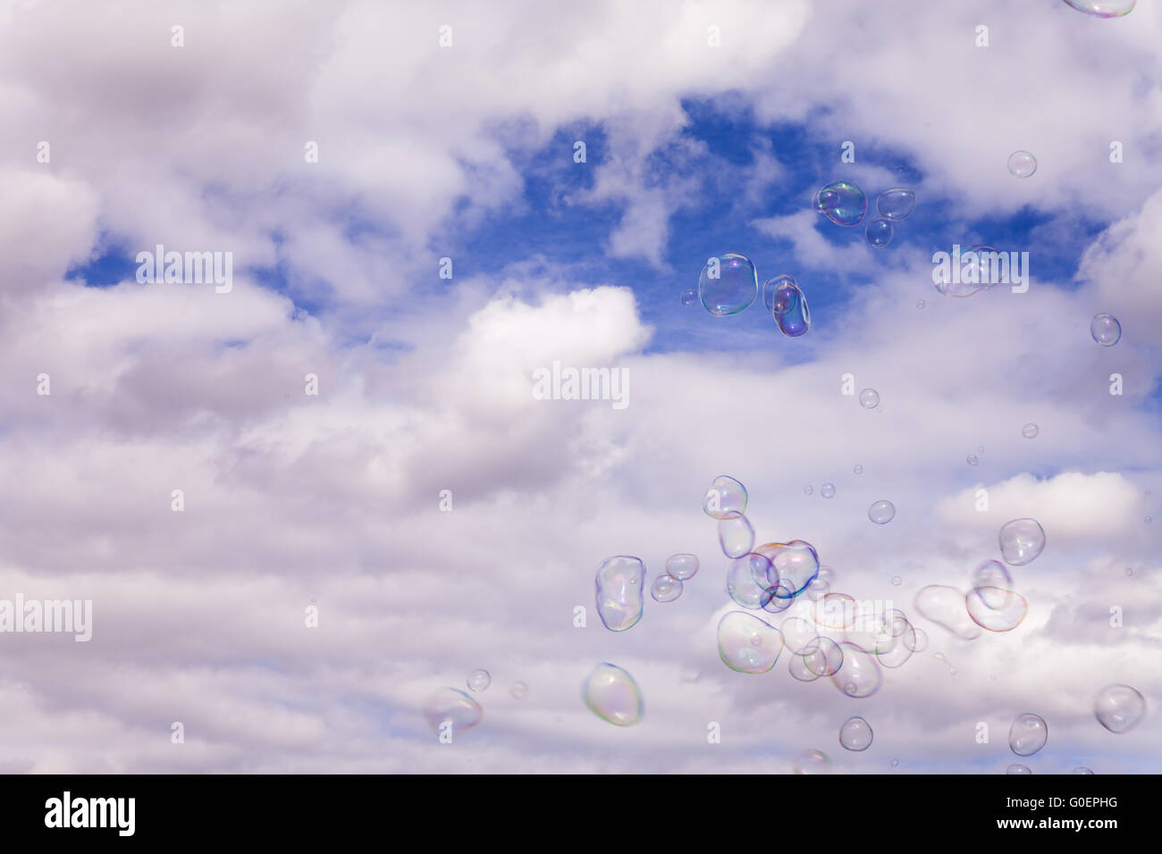 Soap Bubbles Flying In A Gust Of Wind Stock Photo