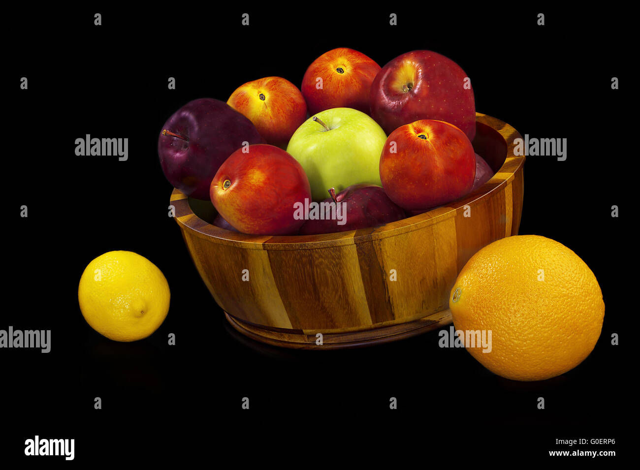 Fruits Isolated on black background. Stock Photo