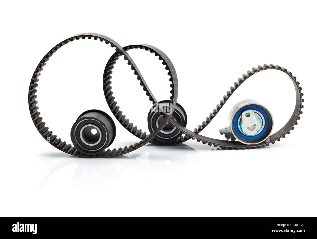 Timing belt, two rollers and the tension mechanism Stock Photo Alamy