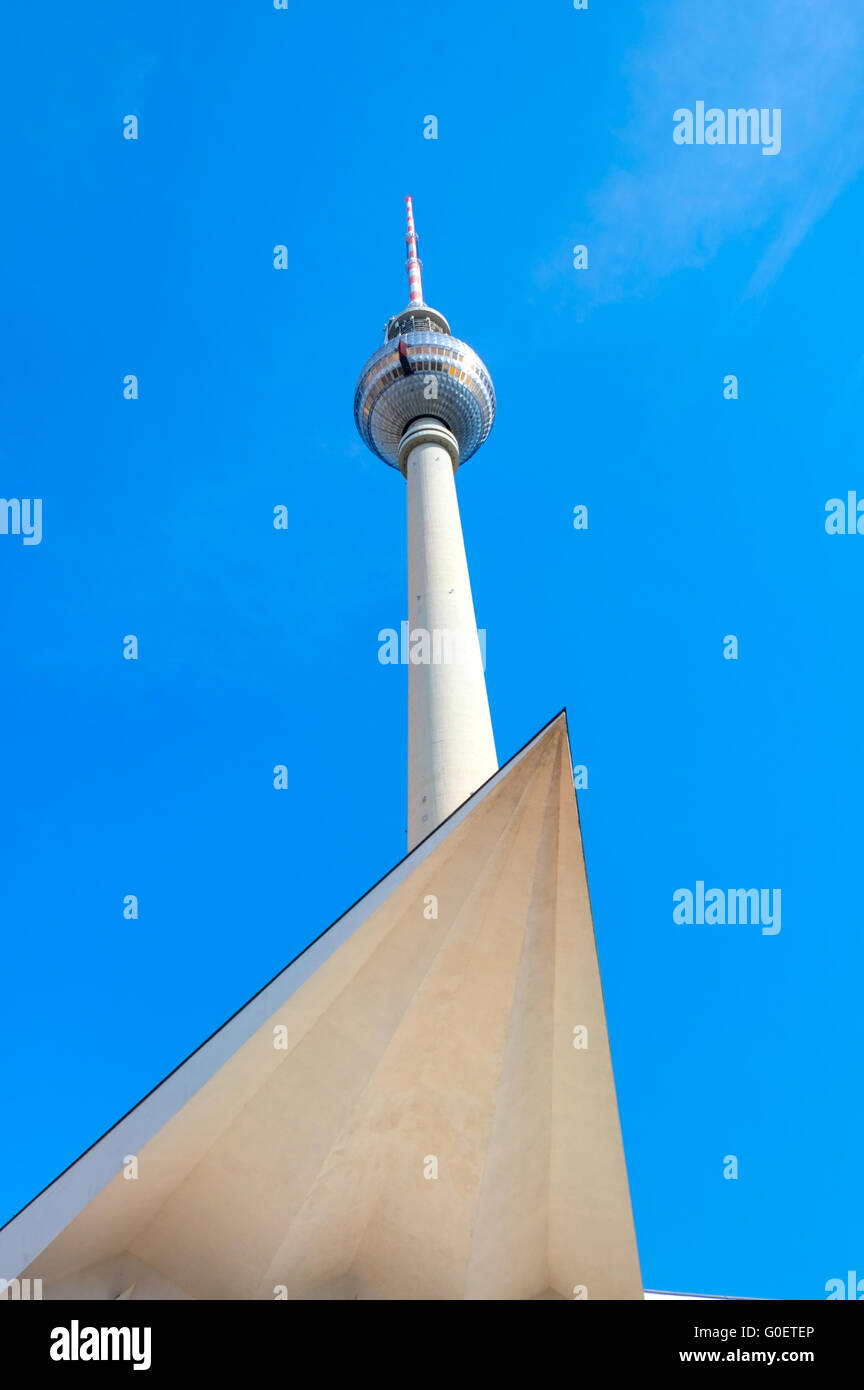 The famous TV Tower at Alexeanderplatz in Berlin, Stock Photo