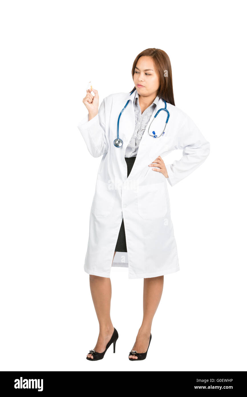 Asian Female Doctor Displeasure At Cigarette Side Stock Photo Alamy