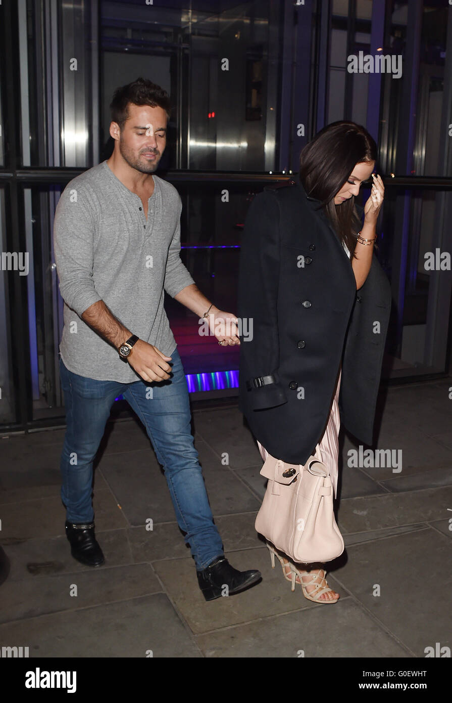 New celeb couple Vicky Pattinson and Spencer Mathews seen leaving Duck