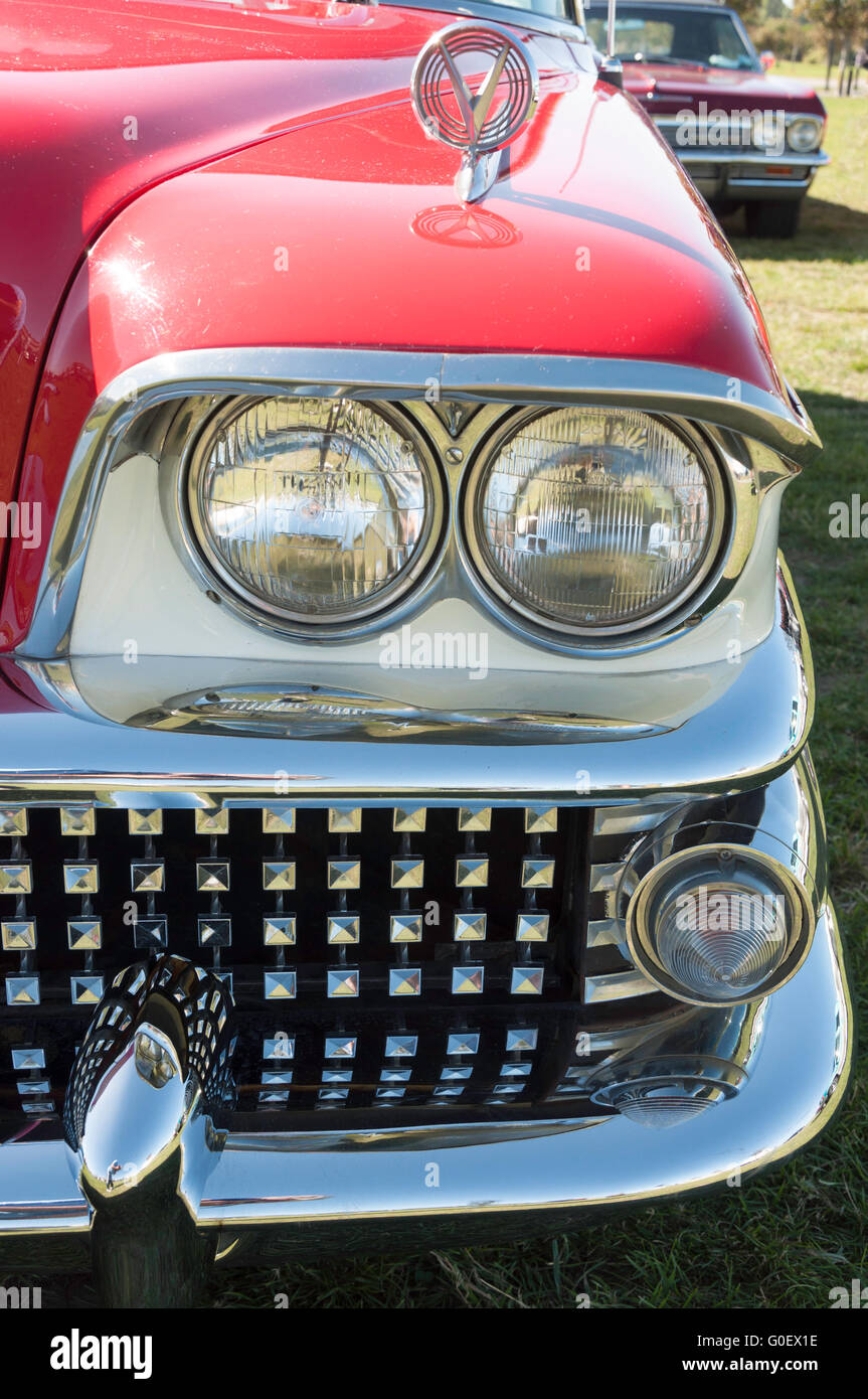 Front lights of 1958 Buick Century at National Hot Rod Show, A&P showground, Wigram, Christchurch, Canterbury, New Zealand Stock Photo