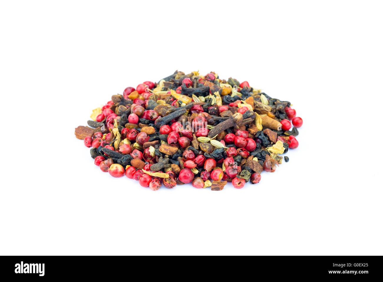 Heap of colorful loose green Chai tea on white bac Stock Photo Alamy