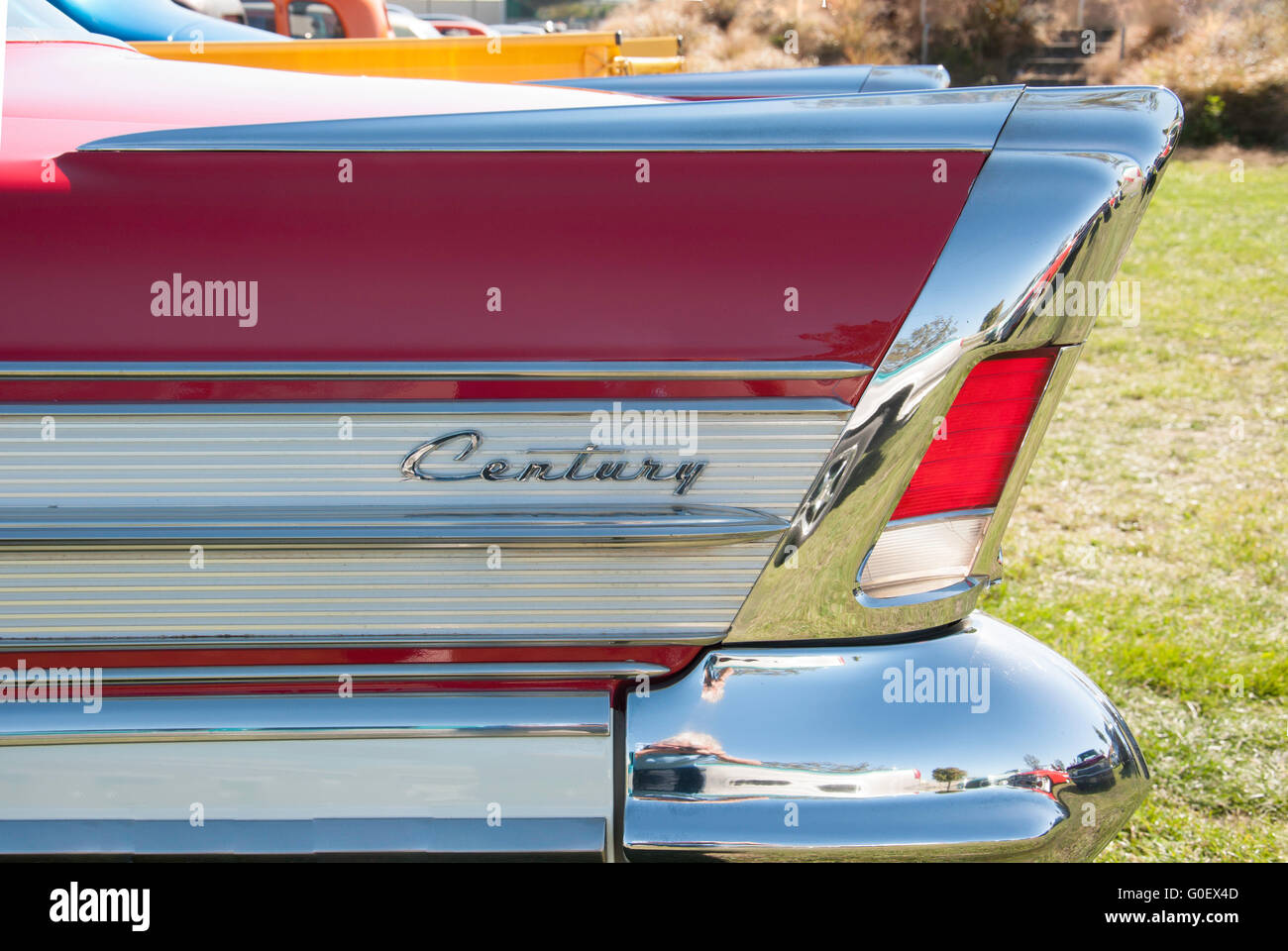 Rear wing of 1958 Buick Century at National Hot Rod Show, A&P showground, Wigram, Christchurch, Canterbury, New Zealand Stock Photo