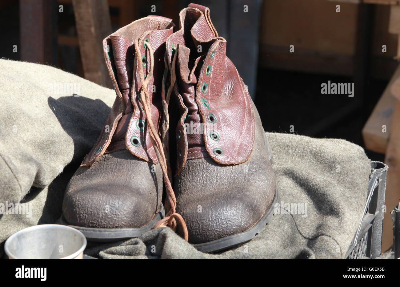 pair of old-fashioned boots Stock Photo - Alamy