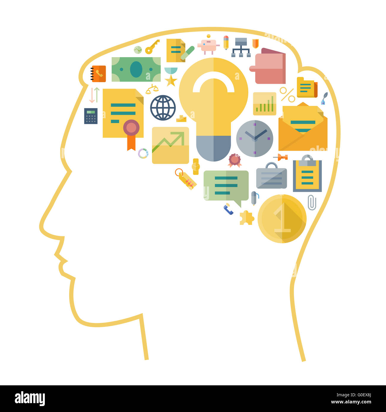Creative brain set icons Cut Out Stock Images & Pictures - Alamy