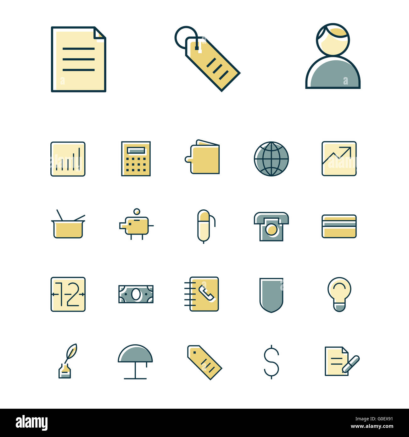 Thin line icons for business, finance and banking Stock Photo