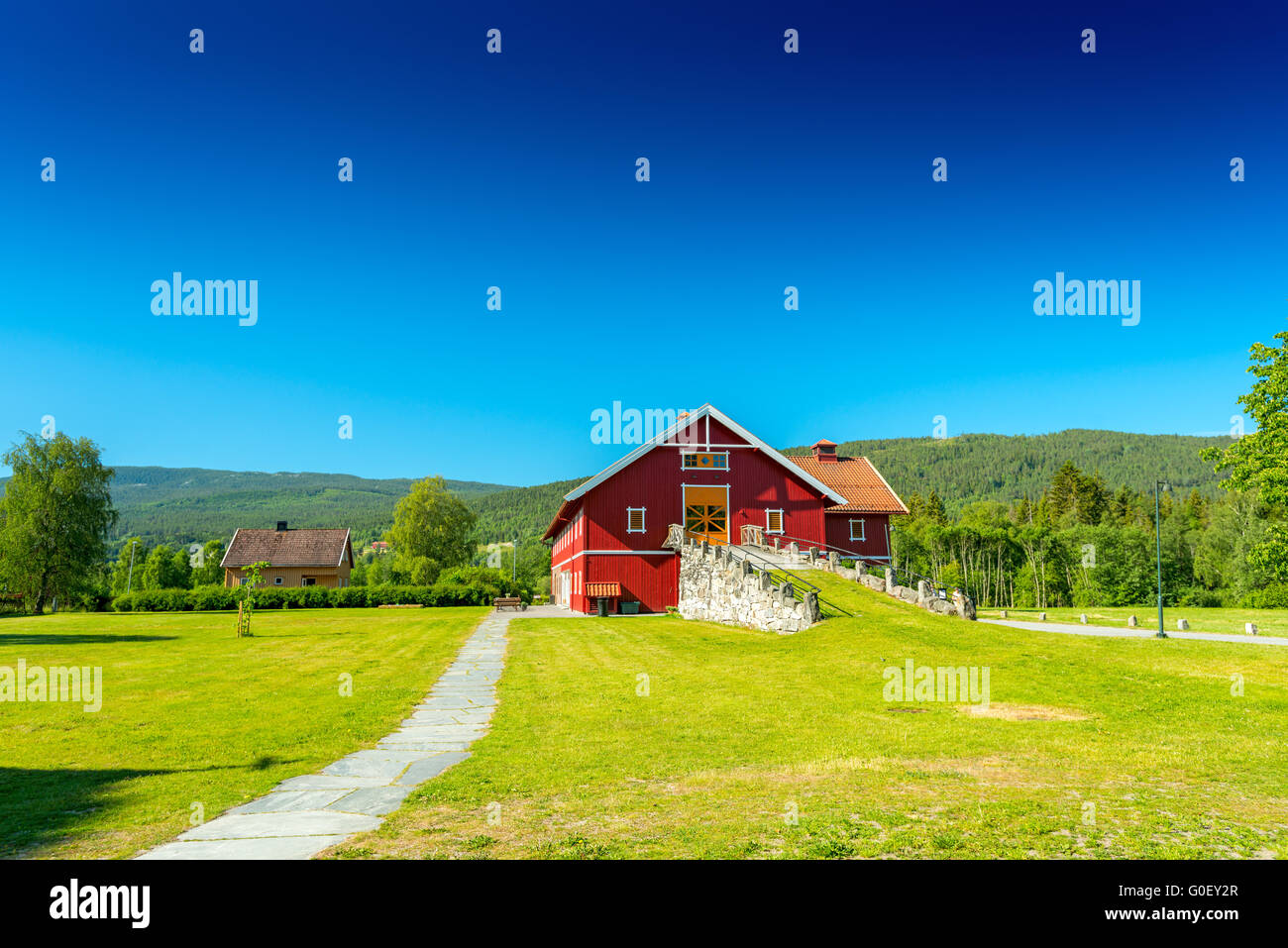 Red wooden house Stock Photo - Alamy