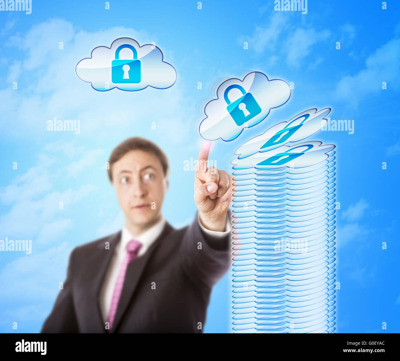 Stacking Cloud Objects In Secure Storage Stock Photo