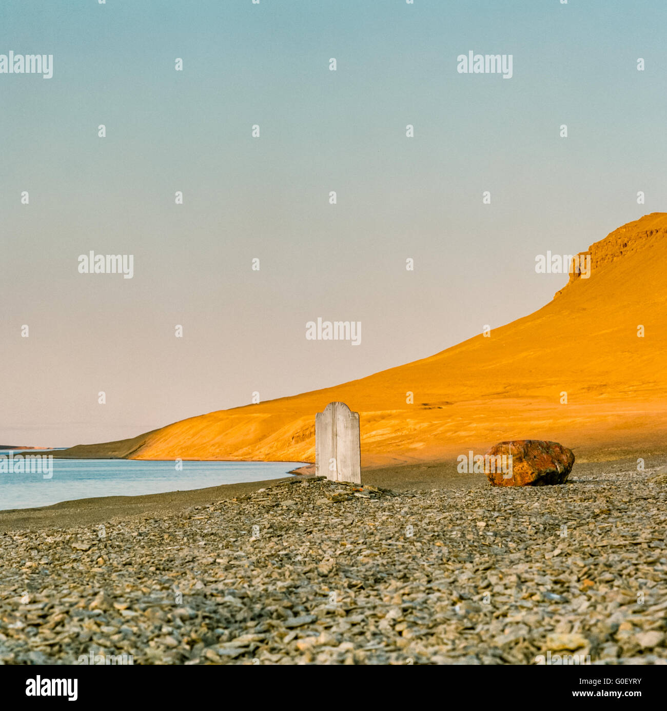 A weathered grave marker in the Arctic Stock Photo Alamy
