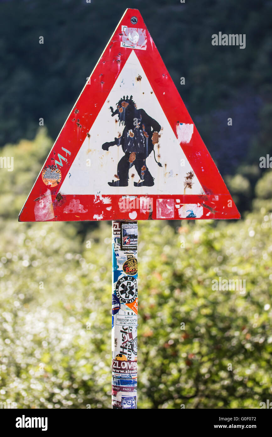 Troll road sign norway hi-res stock photography and images - Alamy