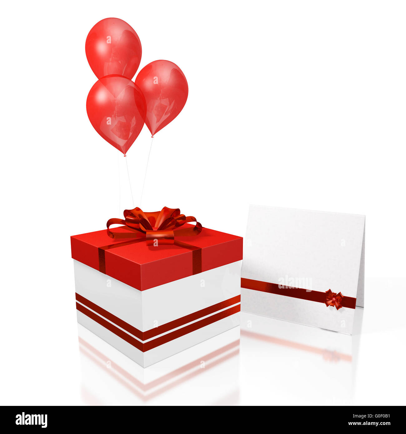 Gift Box Greeting Card and Red Balloon Stock Photo Alamy