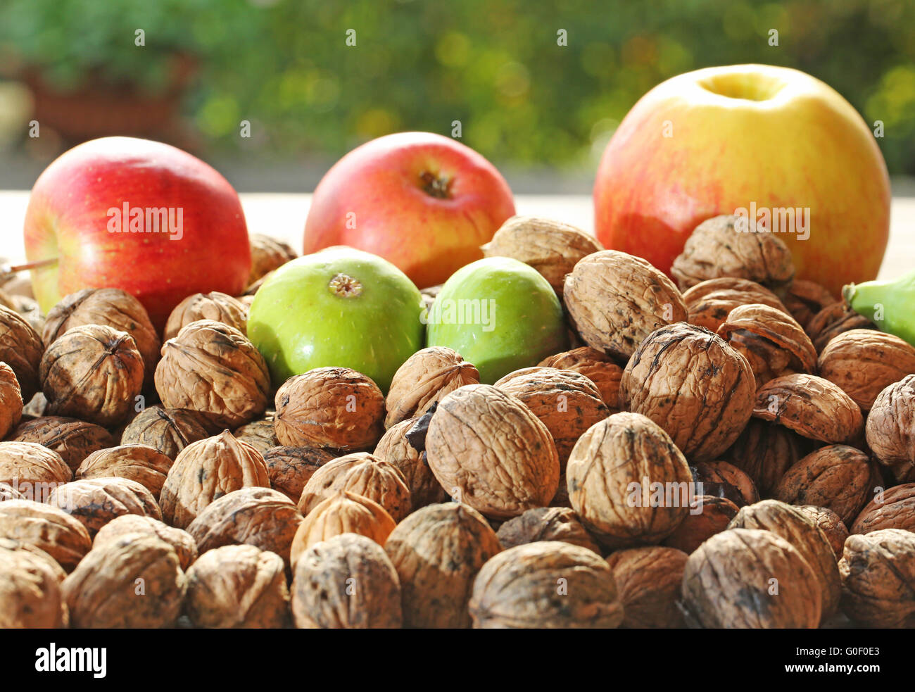 Nuts Figs Apples Stock Photo Alamy