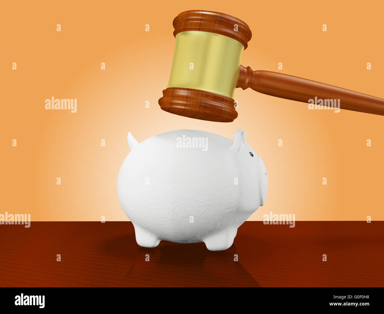 Wood Hammer Hitting a Savings Piggy Bank Stock Photo - Alamy